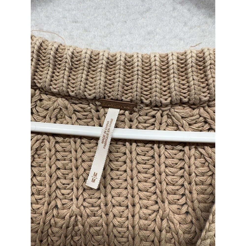 Free People Women's Tan Sweet Nothing Cardi Cardigan Size M Cotton Cropped - Picture 3 of 7